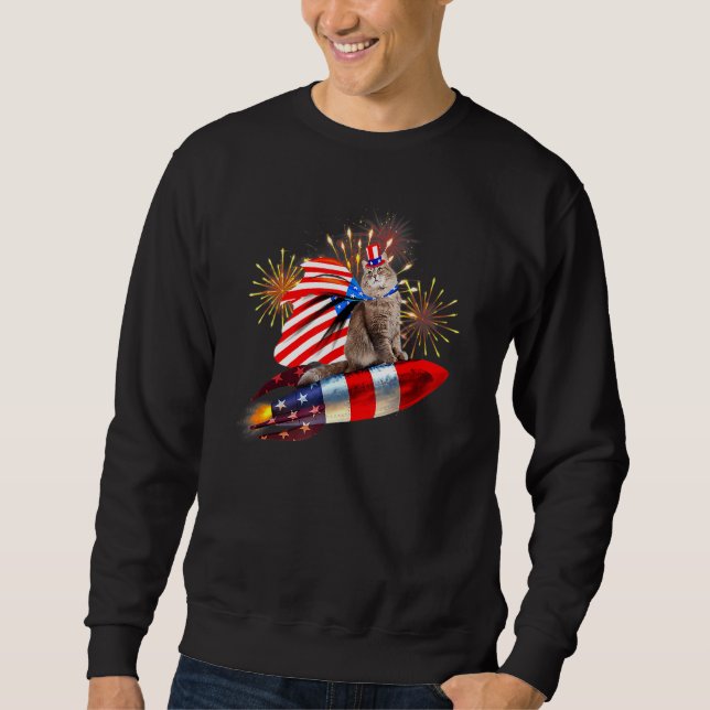 Moletom Kids Cat 4 De Julho Rocket Com Fireworks America (Frente)