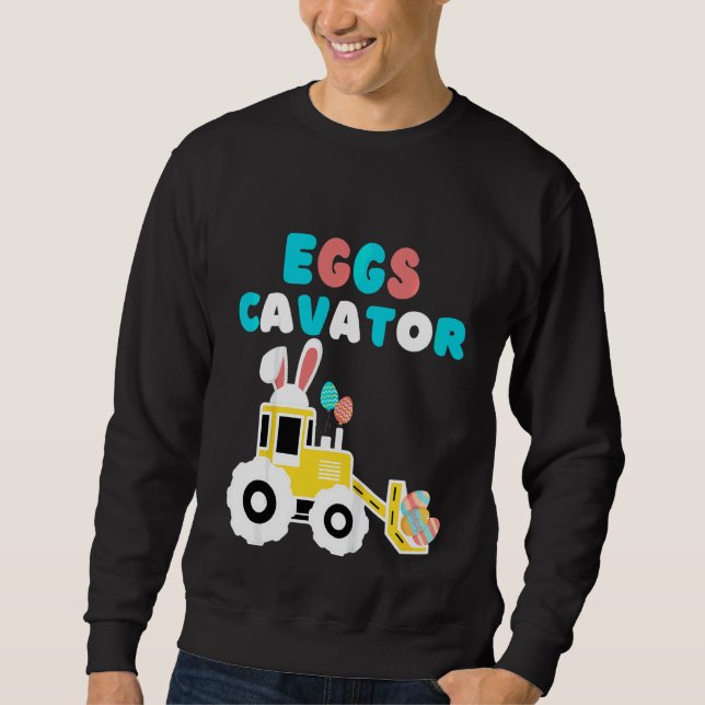 Moletom Kids Eggscavator Felz pascoa Excavator Caça E (Frente)