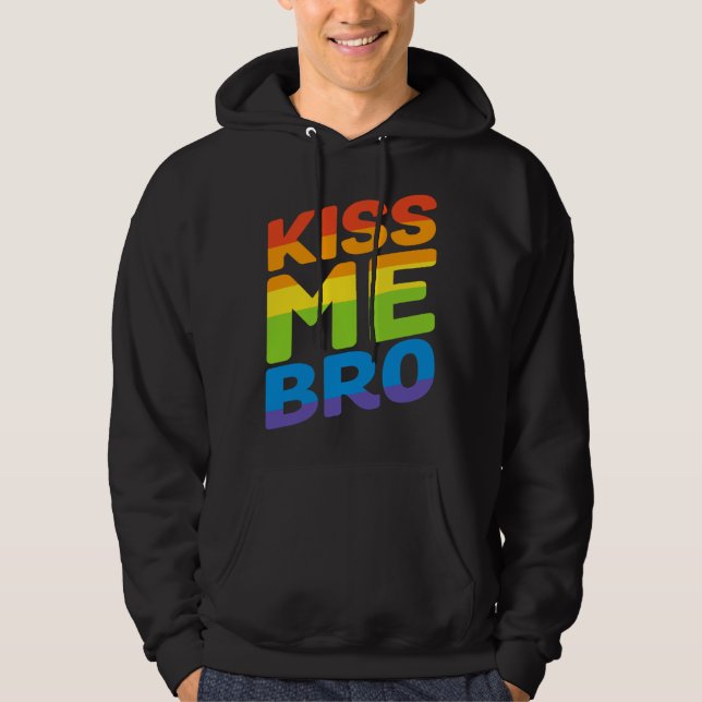 Moletom Kiss Me Bro Rainbow Flag  Gay Pride LGBT (Frente)