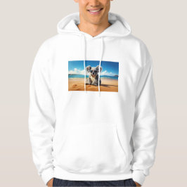 Moletom Koala em uma praia arenosa