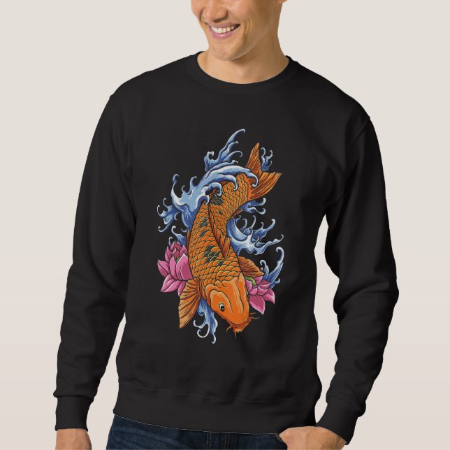 Moletom Koi Carp Fish Graphic Koi Fish Flower (Frente)