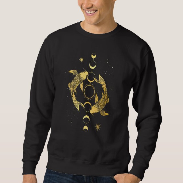Moletom Koi Outfit Ying Yang Carp Sun Moon Phase Japan Sty (Frente)