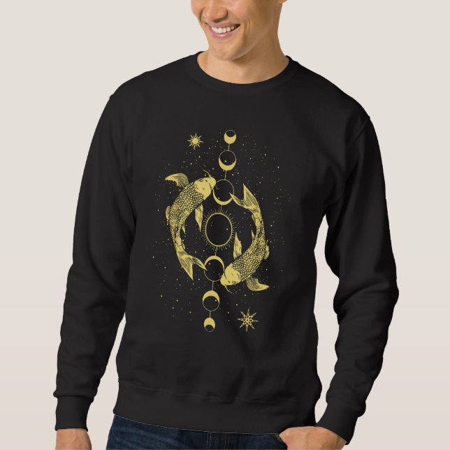 Moletom Koi Outfit Ying Yang Carp Sun Moon Phase Japan Sty (Frente)