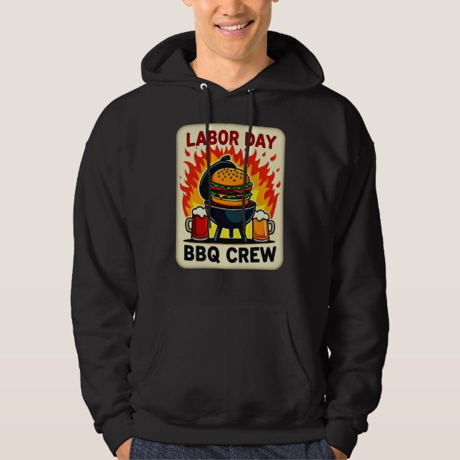 Moletom Labor Day BBQ Crew Flame Grill Shirt – Worker Holi (Frente)