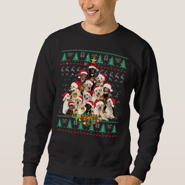 Moletom Labrador Retriever Árvore de Natal Ugly Sweater (Frente)