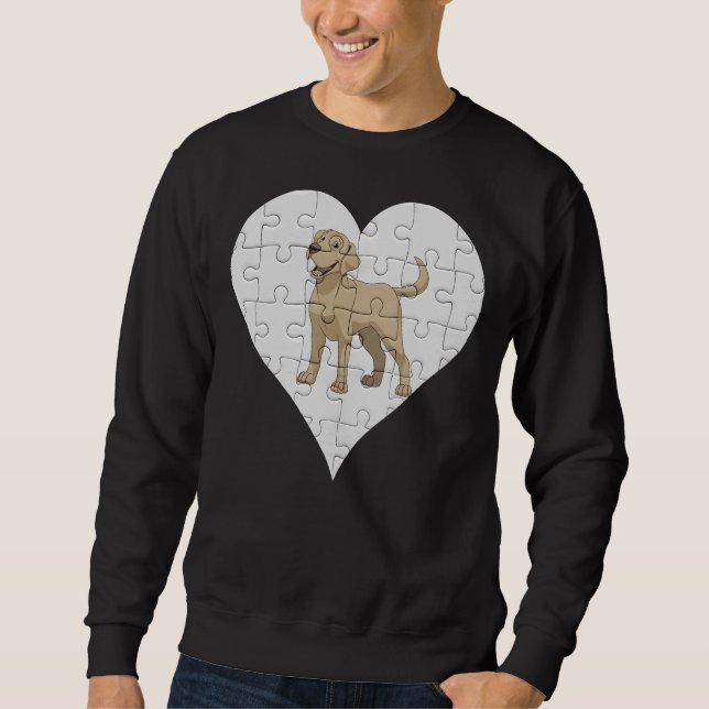 Moletom Labrador Retriever Heart Jigsert Peças Labrador Re (Frente)