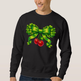 Moletom Laço de Trevo Sortudo com Cerejas no Design Verde