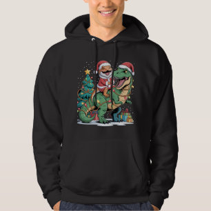 Moletom Lagarto de Papai Noel monta Dino Verde no Natal