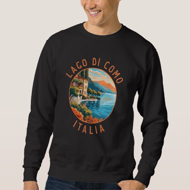 Moletom Lago de Como Itália Distressed Circle Vintage (Frente)