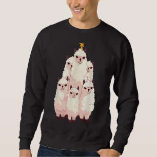 Moletom lama árvore de Natal ilumina animais alpacos amant