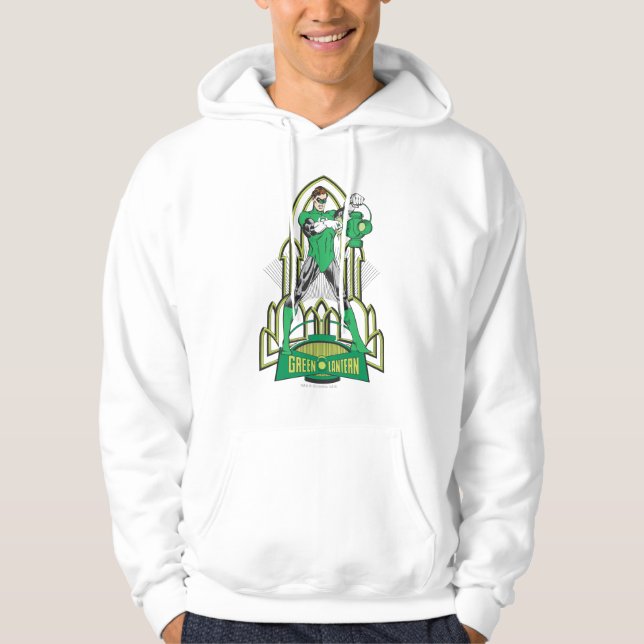 Moletom Lanterna Verde sobre fundo decorativo (Frente)