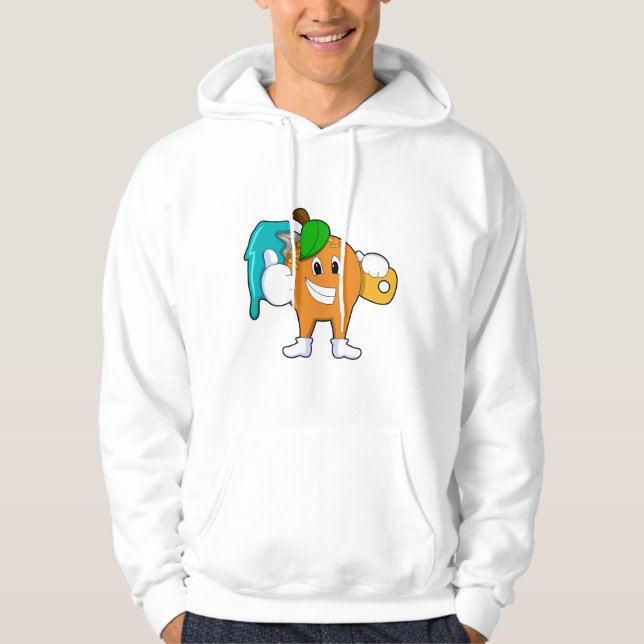 Moletom Laranja como Pincel com Pincel de Tinta (Frente)