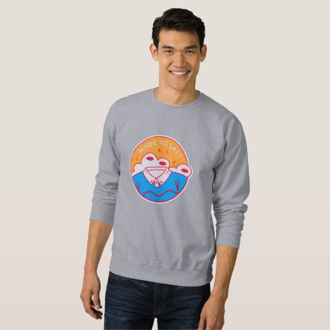 Moletom Laranja Neon Rosa Azul Gráfico Ousado (Frente Completa)