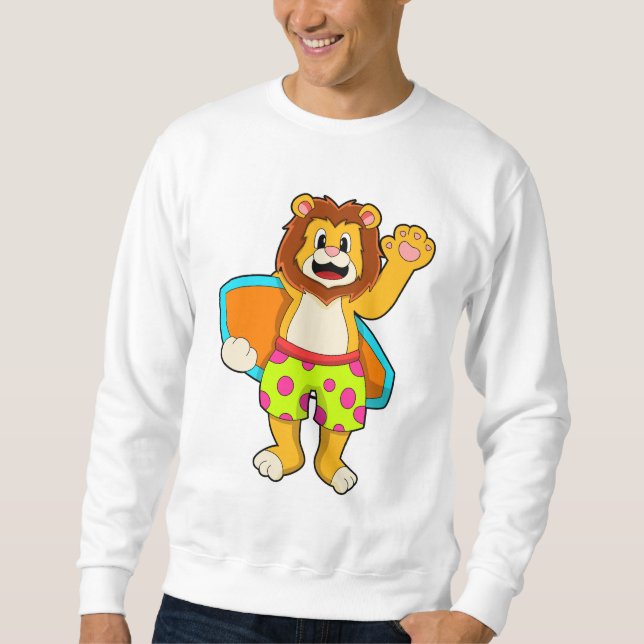 Moletom Leão como Surfer com Surfboard (Frente)