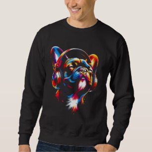 Moletom Legal Buldogue Francês Cão Fone de Ouvido Cristo d