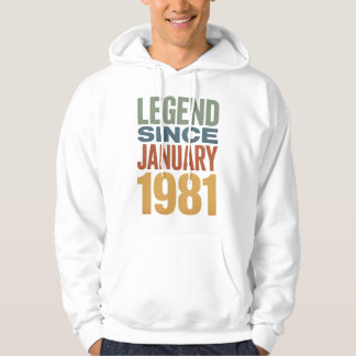 Moletom Legend Since January 1981 Retro Birthday Classic