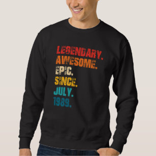 Moletom Legendário Epic Incrível Desde Julho De 1989 Estil