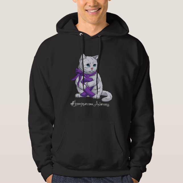 Moletom Leiomyosarcoma Awareness Month Purple Ribbon Cat (Frente)