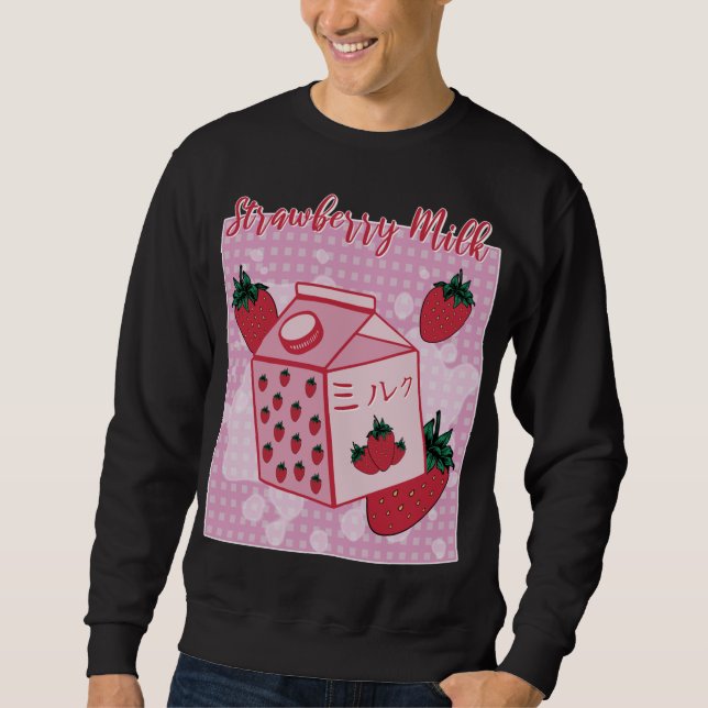 Moletom Leite de Morango Japonês Retro 90 Anime Fruta Aes (Frente)