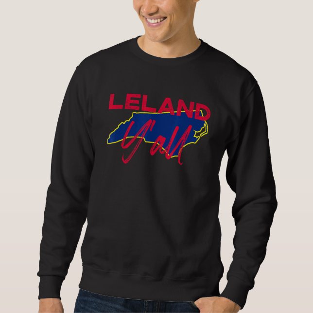 Moletom Leland North Carolina Yall Nc Pride State Map Cute (Frente)