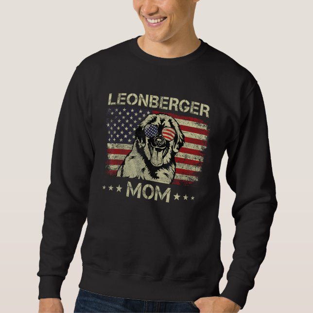 Moletom Leonberger Mom Dog  American Flag 4th Of July (Frente)