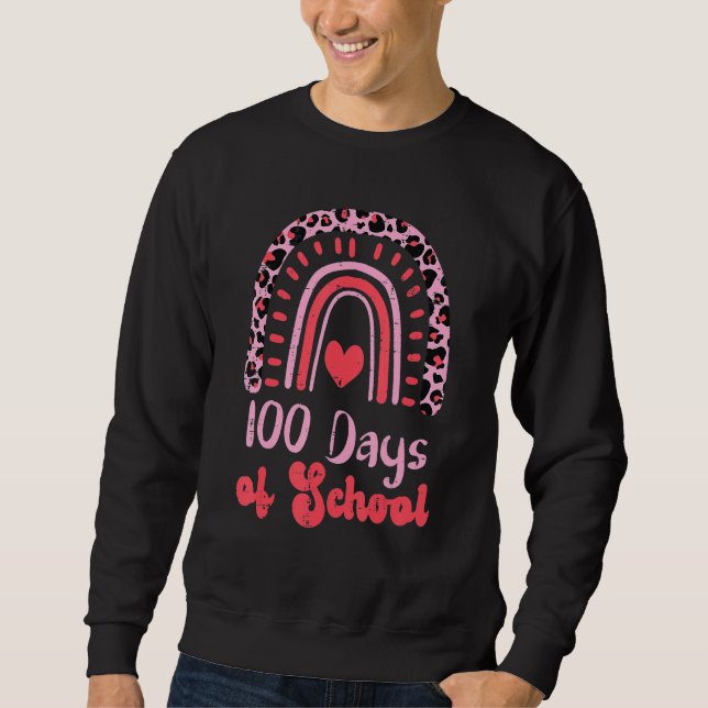 Moletom Leopard Rainbow 100 Days Of School 100th Day Teach (Frente)