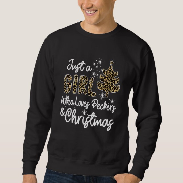 Moletom Leopard Só Uma Menina Que Ama Peckers E Christma (Frente)