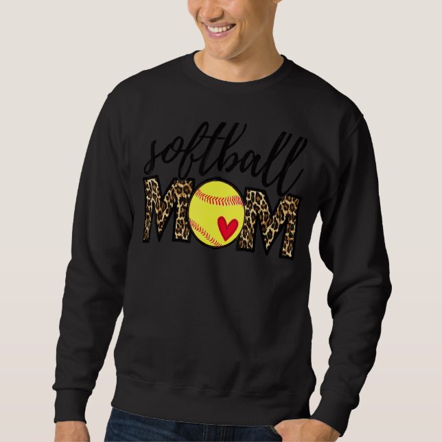 Moletom Leopard Softball Mãe Jogo de Softball Vibes Mothe (Frente)