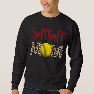 Moletom Leopard Softball Mãe Jogo de Softball Vibes Mothe