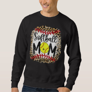 Moletom Leopard Softball Mãe Jogo de Softball Vibes Mothe