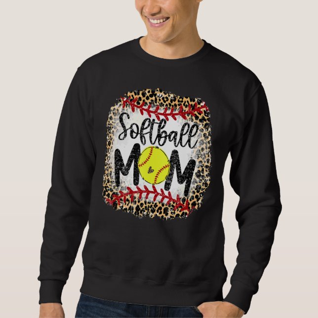 Moletom Leopard Softball Mãe Jogo de Softball Vibes Mothe (Frente)