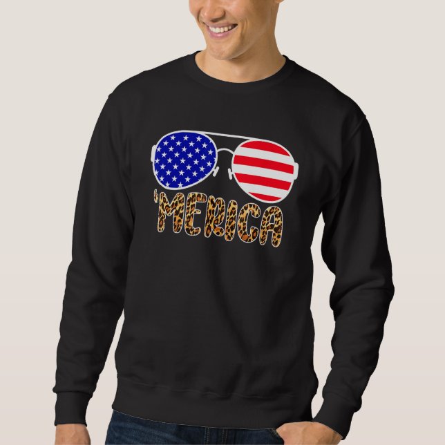 Moletom Leopardo Merica Óculos De Sol 4 De Julho Meninos G (Frente)
