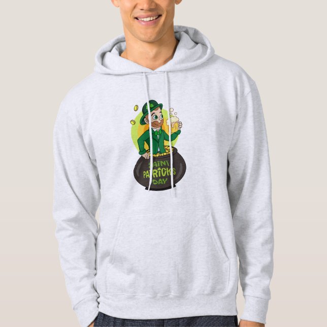 Moletom Leprecaína de desenho animado em pote de ouro segu (Frente)