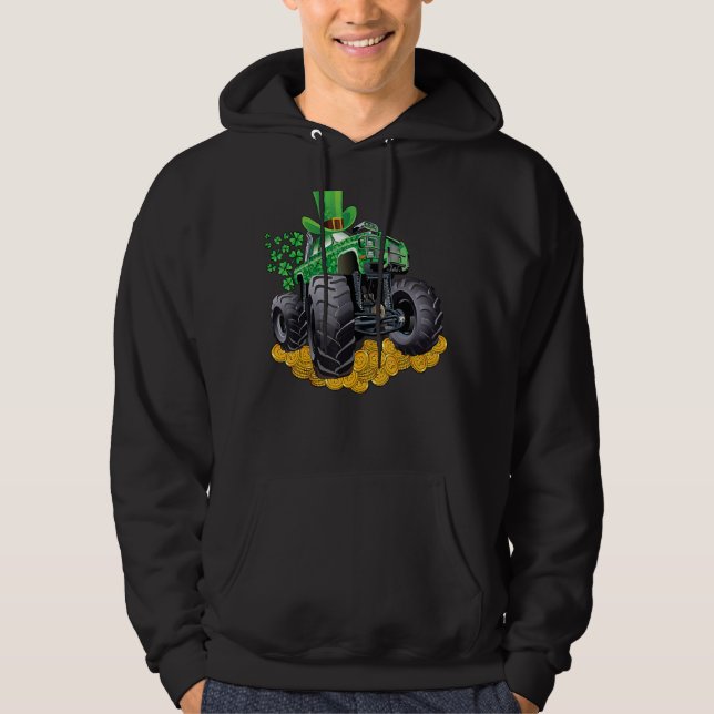 Moletom Leprechaun Monster Truck Shamrock Rua Patrick Day  (Frente)