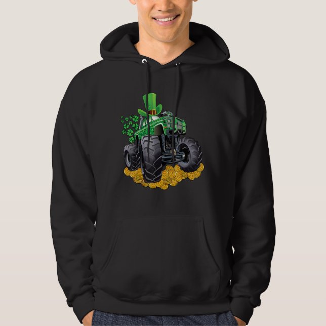 Moletom Leprechaun Monster Truck Shamrock Rua Patrick Day  (Frente)