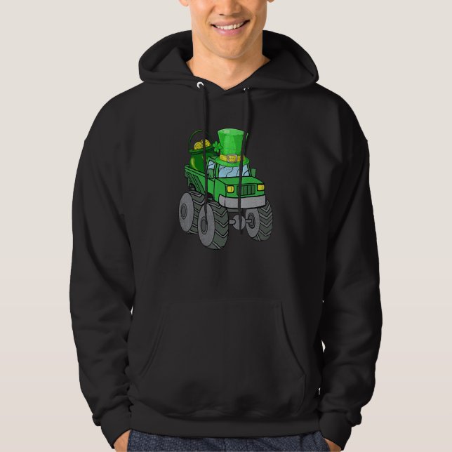 Moletom Leprechaun Monster Truck Shamrock Rua Patrick Day  (Frente)