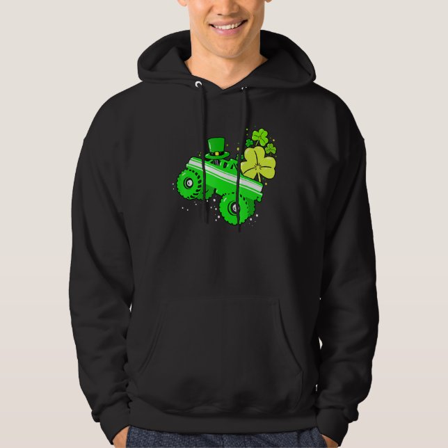 Moletom Leprechaun Monster Truck Shamrock St Patrick Day B (Frente)