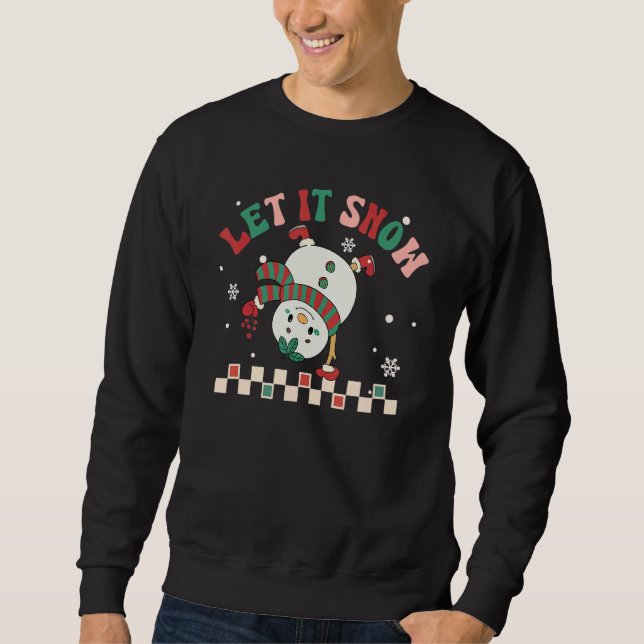 Moletom Let It Snow Snowman Groovy Retro Christmas Holiday (Frente)