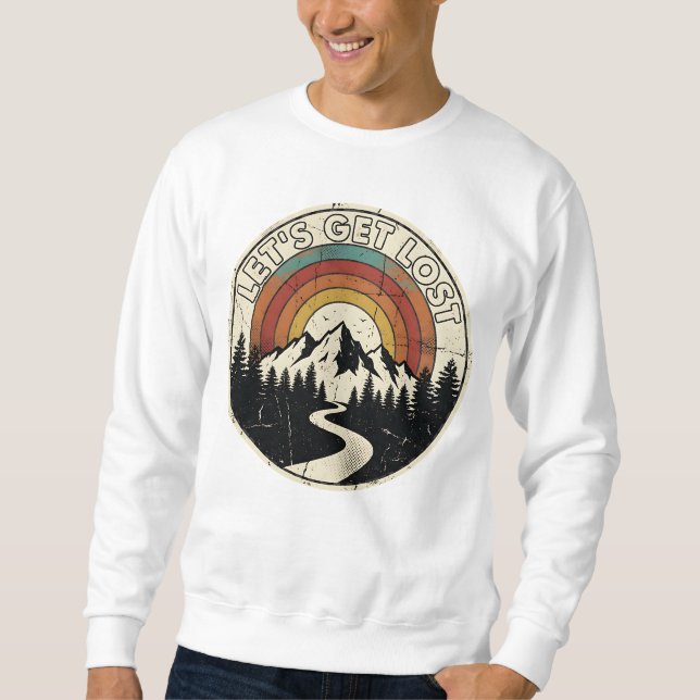 Moletom Let’s Get Lost Retro Mountain Adventure Outdoor (Frente)