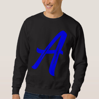 Moletom Letra A Alfabeto Grande Gráfico Azul Inicial