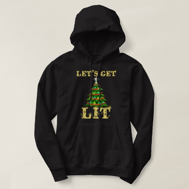 Moletom Let's Get Lit Drinking Funny Christmas  (Frente do Design)