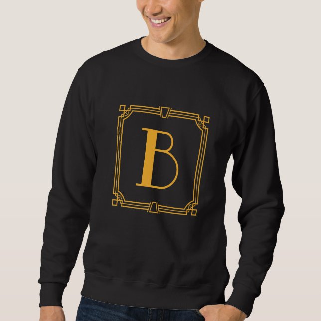 Moletom Letter B Monogram Alphabet B Initial Geometric Dec (Frente)