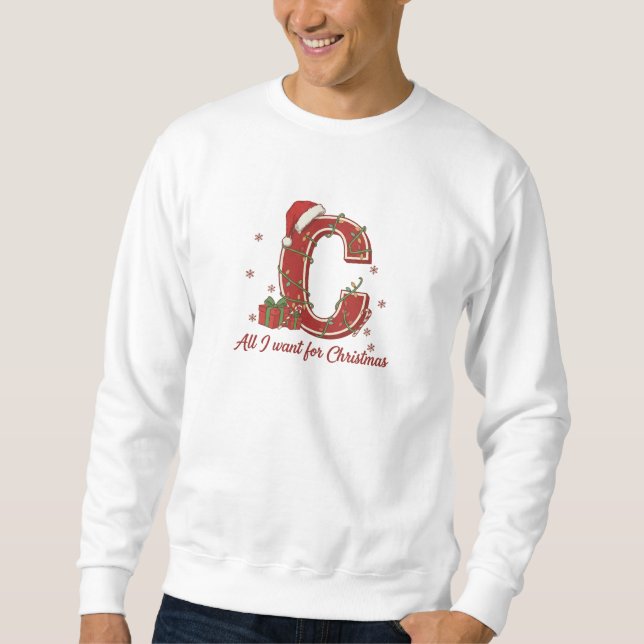 Moletom Letter C Christmas Monogram Design (Frente)