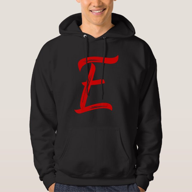 Moletom Letter E Alphabet Large Red Graphic Initial (Frente)