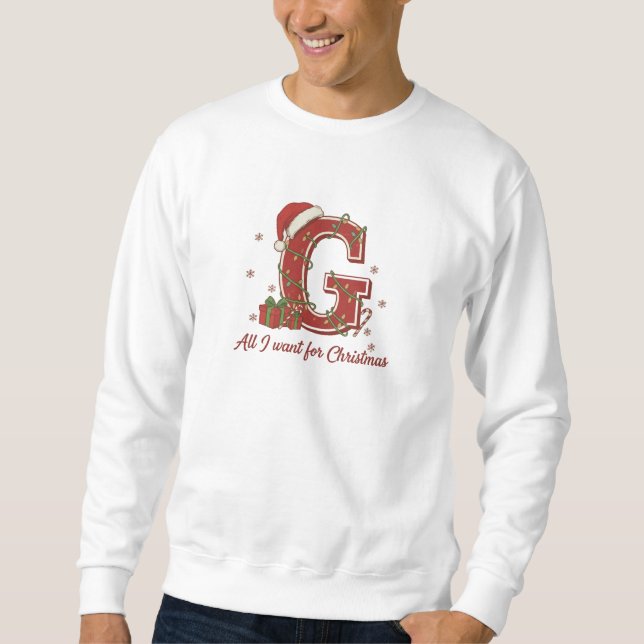 Moletom Letter G Christmas Monogram Design (Frente)
