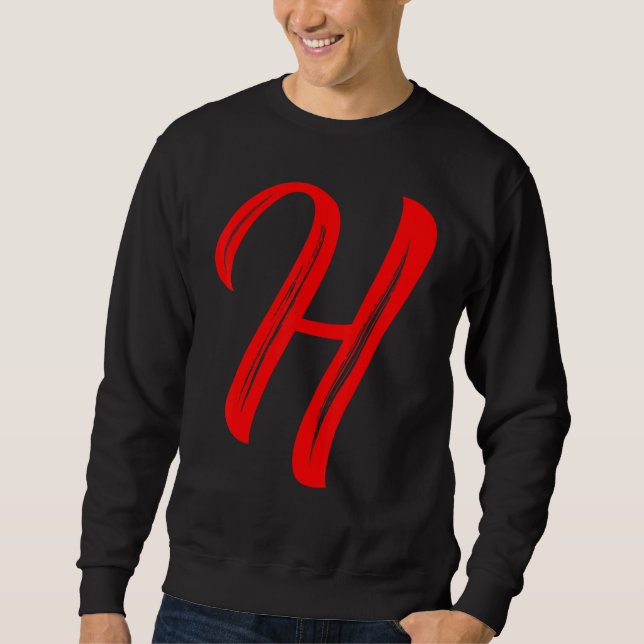 Moletom Letter H Alphabet Large Red Graphic Initial (Frente)