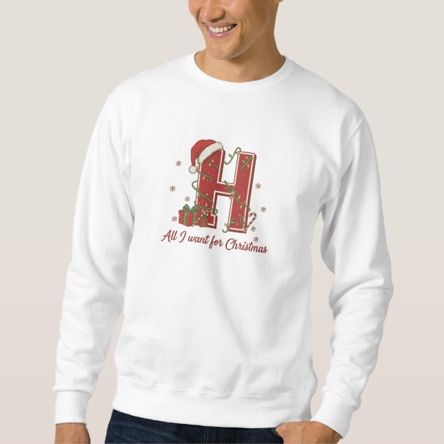 Moletom Letter H Christmas Monogram Design (Frente)