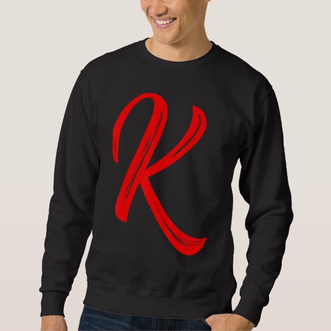 Moletom Letter K Alphabet Large Red Graphic Initial (Frente)