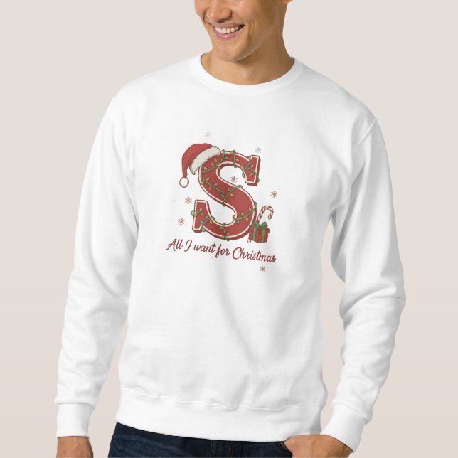 Moletom Letter S Christmas Monogram Design (Frente)
