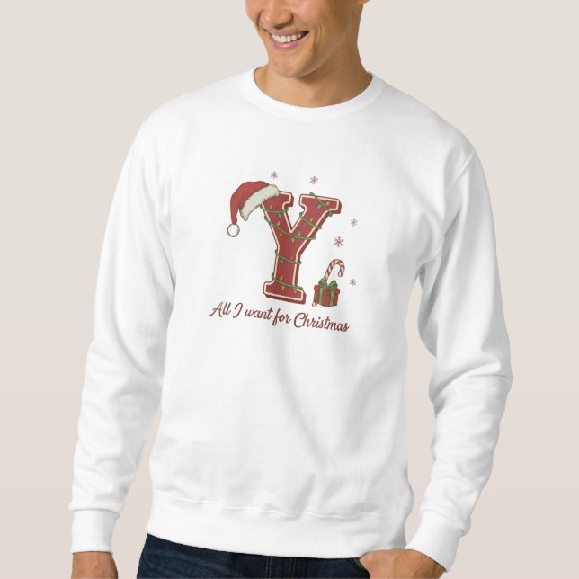 Moletom Letter Y Christmas Monogram Design (Frente)